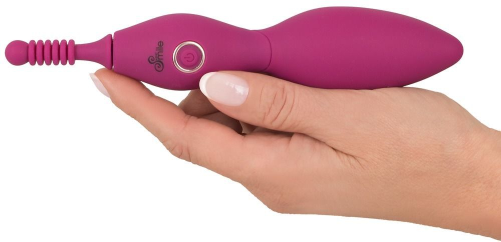 Ярко-розовый клиторальный вибратор с 3 насадками Spot Vibrator with 3 Tips - 17,9 см.