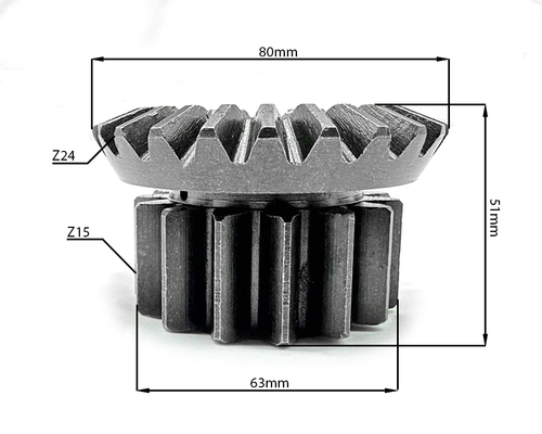 Шестерня правой полуоси Z-15/24 ф=36 мм.