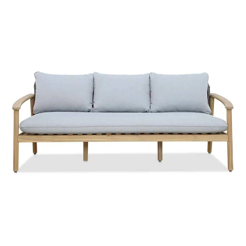 Диван деревянный трехместный с подушками Tagliamento Freeport, песочный, угольный, серый