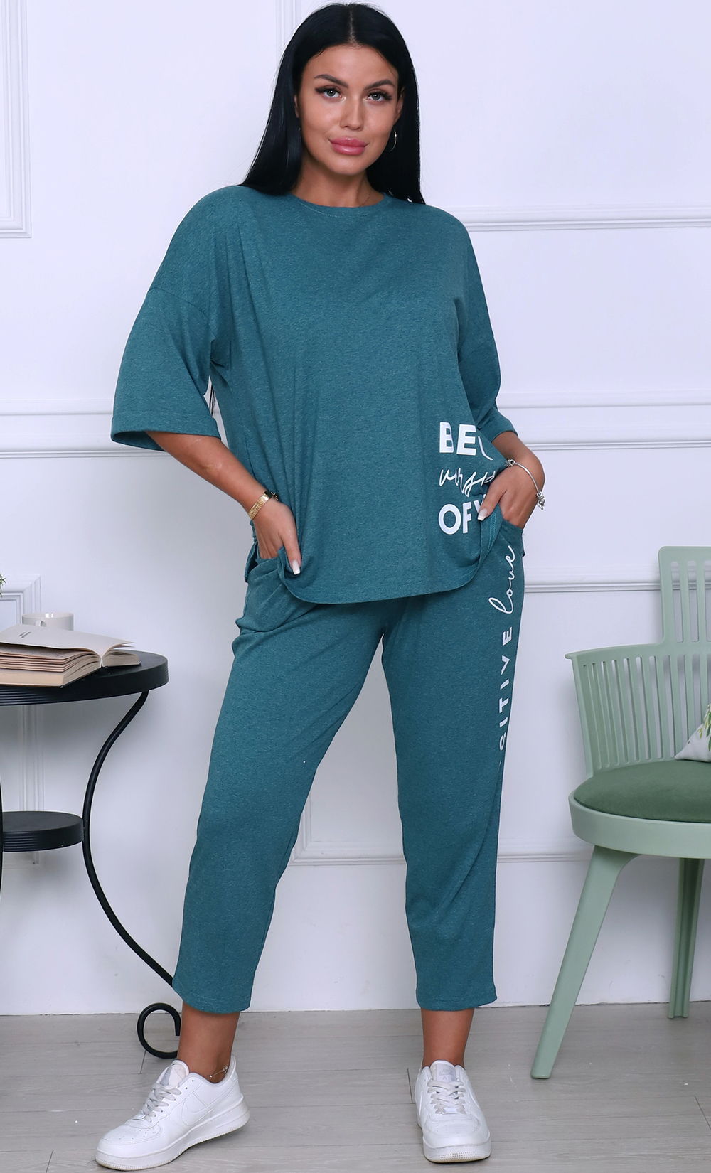 [m]К/Ж бриджи+футболка д/р(норма) М523