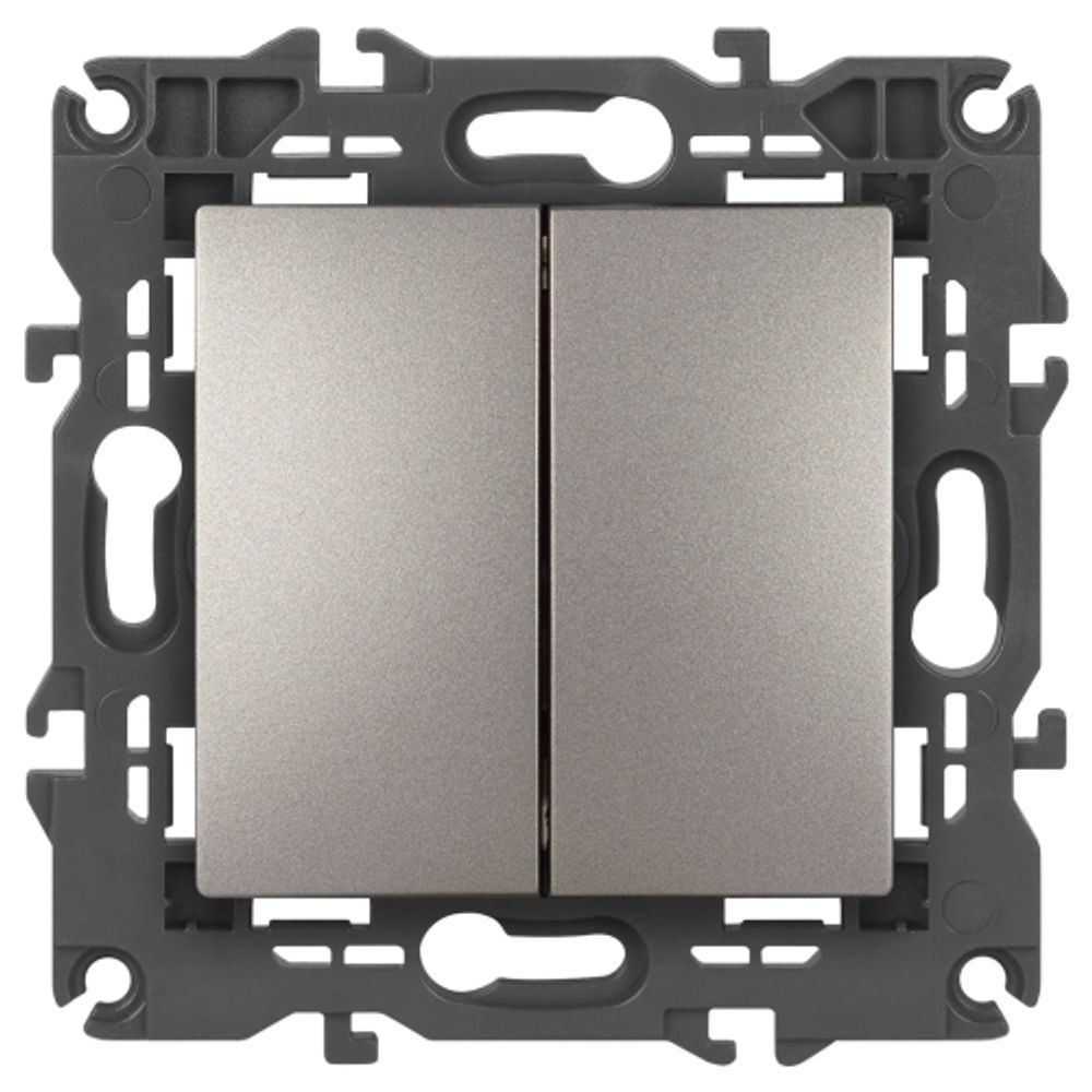 Переключатель ЭРА Elegance 14-1106-16 двойной, 10АХ-250В, титан