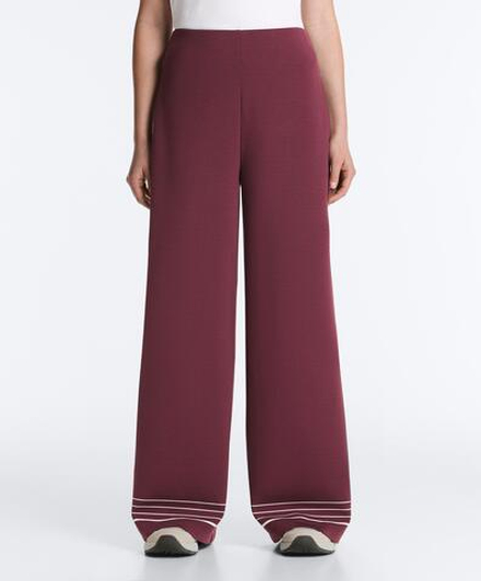 OYSHO Прямые брюки с высокой посадкой и мягкими на ощупь полосками из модала в морском стиле, бордо