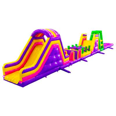 Коммерческая надувная полоса препятствий «Яркий мир», 25×3×4 м