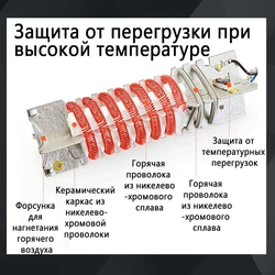 фен Строительный, 4 насадки, бесступенчатая регулировка температуры,С дисплеем