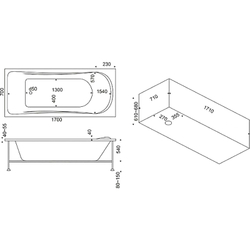 Акриловая ванна Bas (Бас) Атланта 170x70, с каркасом