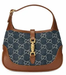 Миниатюрная сумка-хобо Gucci Jackie 1961 коричневый/синий