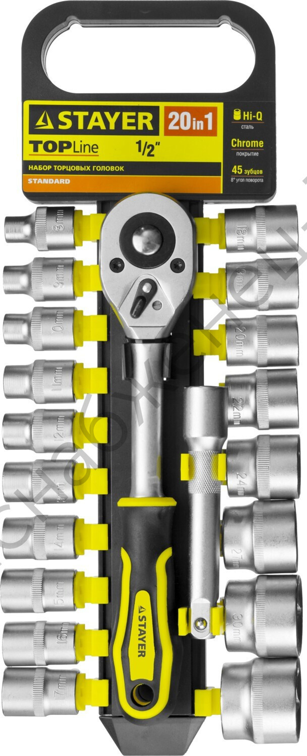 STAYER RSS 20L, 20 предм., (1/2″), набор торцовых головок (27750-H20)