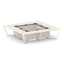 Steel Meet Стол переговорный квадратный KM-PR.B.SP-16K Денвер Светлый/Графит Глянец/Металл Белый 320