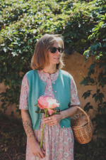 Жилет с пуговицами из итальянского хлопка бирюзового цвета