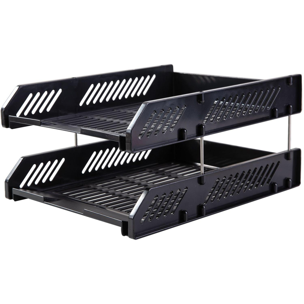 Лоток горизонтальный для бумаг Deli E9208 набор 2шт на металл.стерж черный