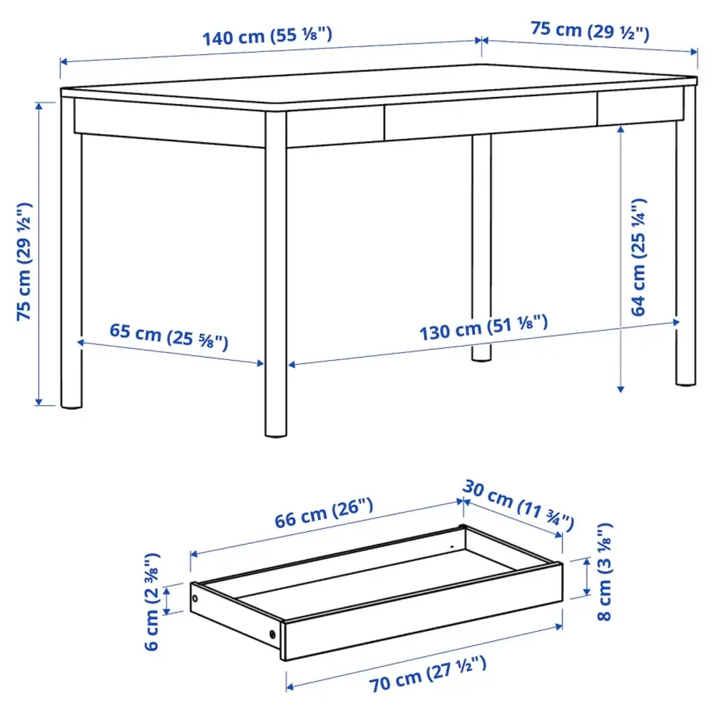 Письменный стол - IKEA TONSTAD, 140x75 см, коричневый дубовый шпон, ТОНСТАД ИКЕА