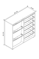 Стеллаж CAGLA с 9 выдвижными ящиками - белый