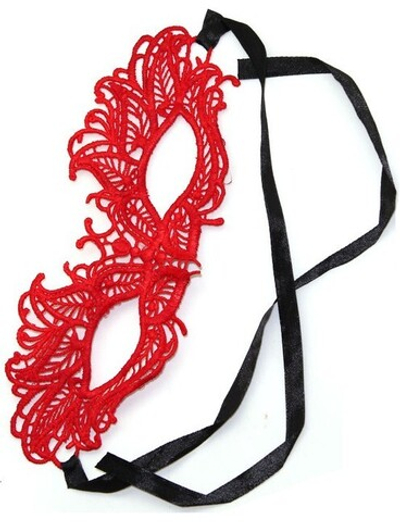 Ажурная красная кружевная маска "Верона" (Цвет: красный с черным)