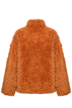 Бежевая шуба с воротником