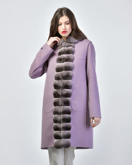 Пальто кашемировое с отделкой из меха шиншиллы