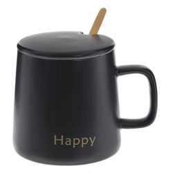 GAEM Кружка с крышкой и ложкой, 400 мл, L12 W9 H9 см, 4в.