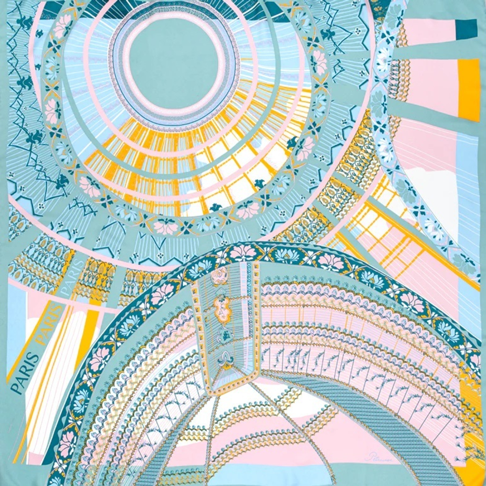 Платок PARIS PASTELПлаток 100% Petrusse 105x105 Бирюзовый / Желтый