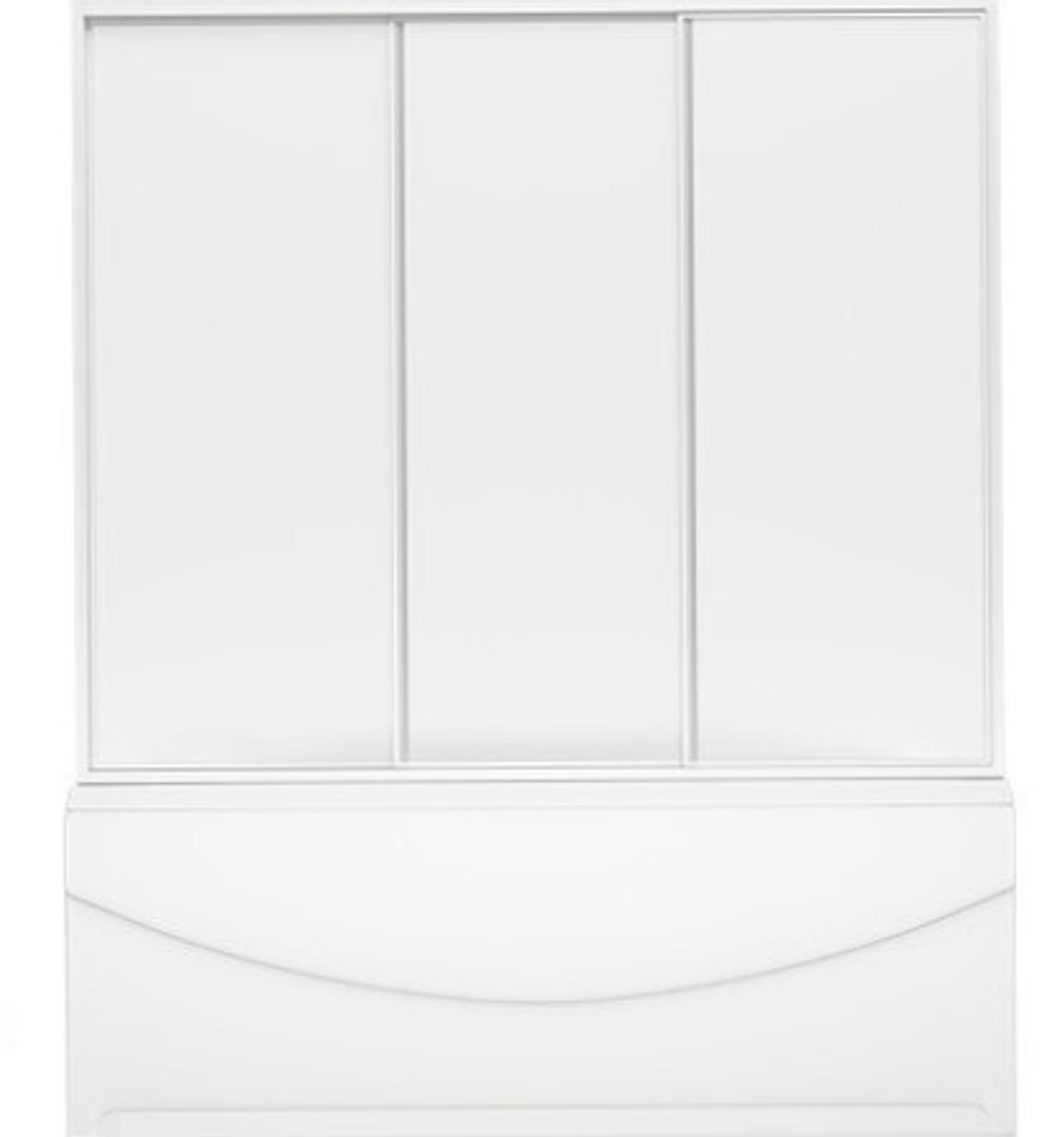 Шторка раздвижная на борт ванны BAS 120x145 профиль белый стекло матовое