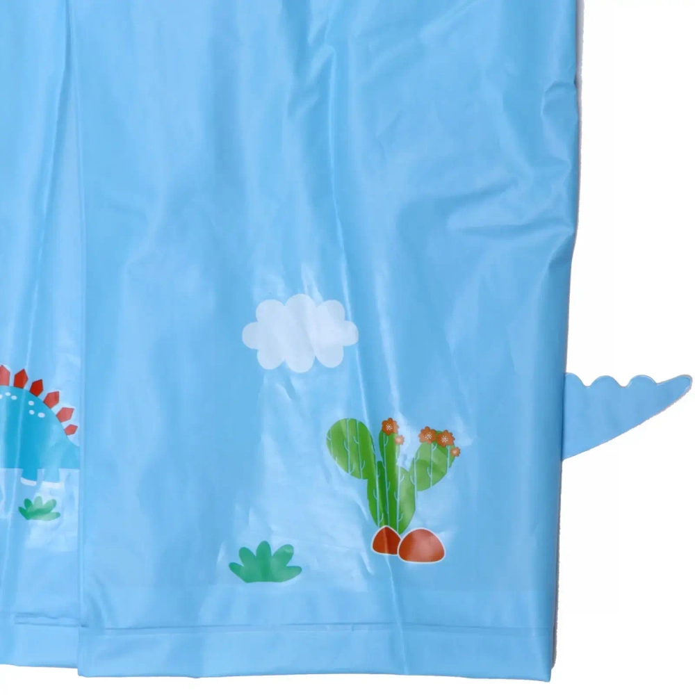 Дождевик-плащ детский «Рокки-Динозаврик» с капюшоном, рукава на резинке, цвет голубой, размер L(68*50см) ДоброСад