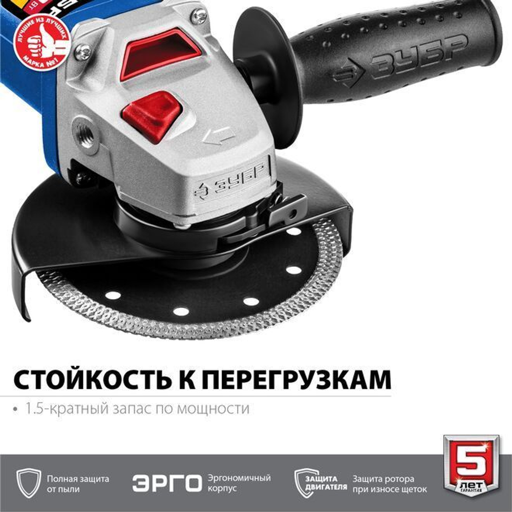 УШМ/Болгарка ЗУБР 750Вт, d115 мм, углошлифовальная машина, шлифмашина угловая/Профессионал
