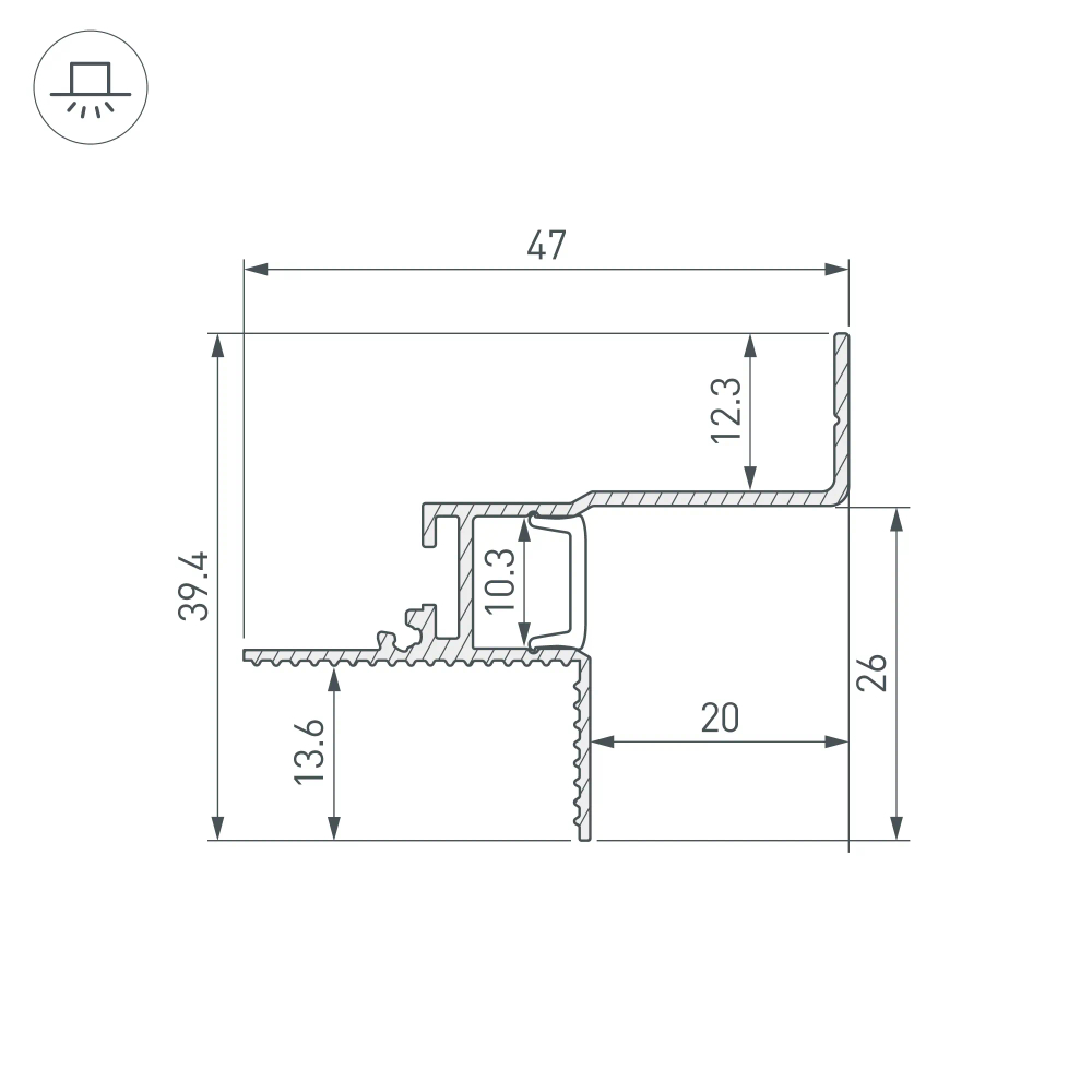 Профиль СEIL-S12-SHADOW-20-SIDE-3000 ANOD BLACK (Arlight, Алюминий) 052226