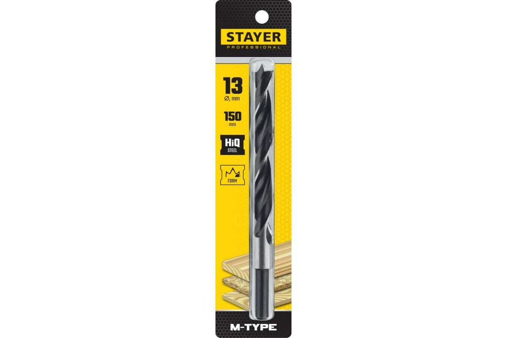 Сверло спиральное по дереву M-type Profesional (13 мм; HCS; М-образная заточка) Stayer 2942-150-13_z02
