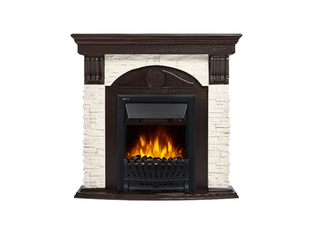 Портал Firelight Torre Classic камень белый, шпон венге