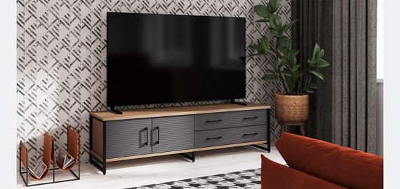 Тумба ТВ 2Д2Я дуб каньон/серый риффель