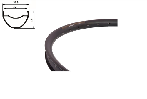 Обод 700C" COMODO алюминиевый, двойной, 32H, пистонированный, 622x30/34.9x23мм, F/V, анодированный, черный