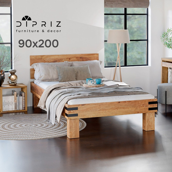 Кровать 90х200 Дубовая классика, на ножках в стиле лофт, с настилом