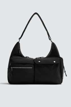 ZARA ТЕХНИЧЕСКАЯ СУМКА С МНОЖЕСТВОМ КАРМАНОВ, ЧЕРНЫЙ