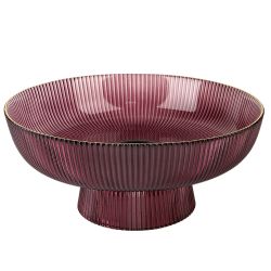 Блюдо на ножке "Frost stripe" (розовое) d=25,7 см h=11,5см (стекло) (транспортная упаковка)