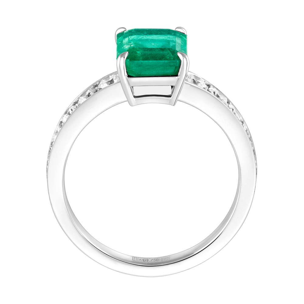 Кольцо с Изумрудом и бриллиантами, R0081-4/1