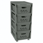 Комод на колесах deluxe, 4 ящика, 300х385х690 мм (серый)