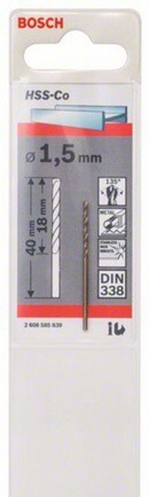 Сверло по металлу BOSCH HSS-CO 1.5ММ