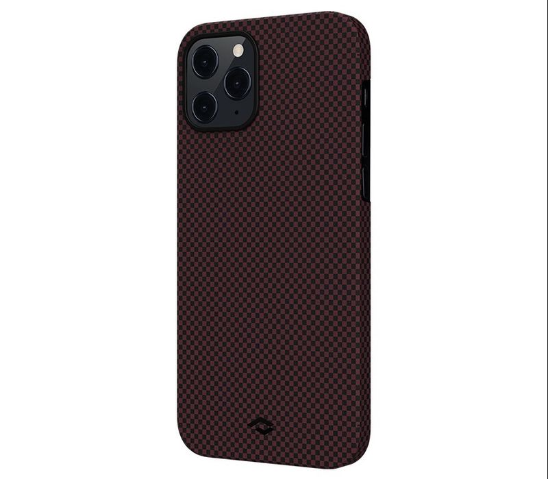 Чехол Pitaka MagEZ Case для iPhone 12 Pro Max 6.7", черно-красный (шахматное плетение), кевлар (арамид) KI1204PM