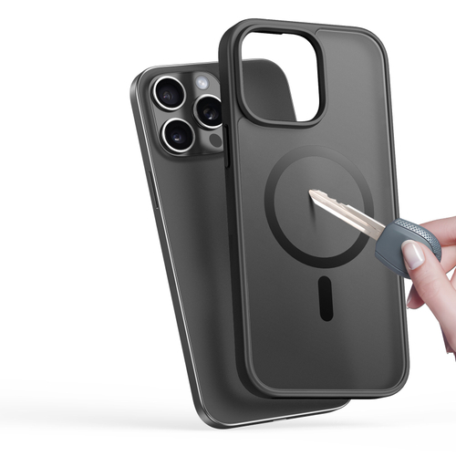 Прозрачный матовый чехол с черными рамками и с MagSafe от Dux Ducis для iPhone 15 Pro Max, серия Yind Series Case