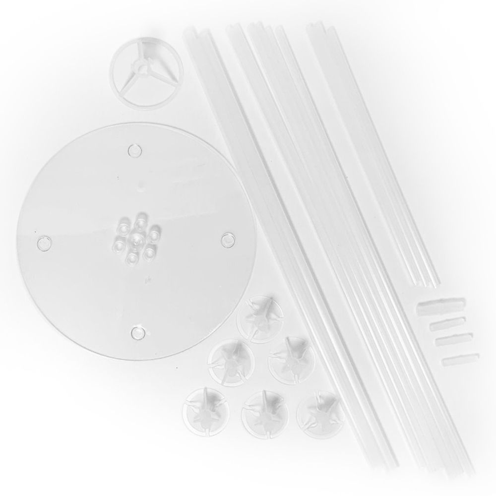 Стойка для шаров Фонтан, 7 насадок, 0,7 м, Белый/Прозрачный, 1 шт.