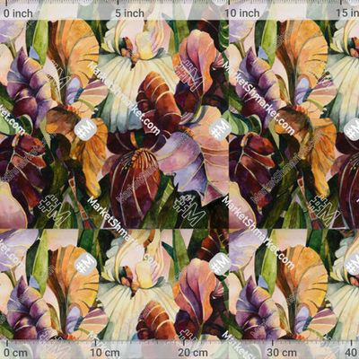 Ирисы 3 by Акварельные ткани Полины Шустовой 353 DPI