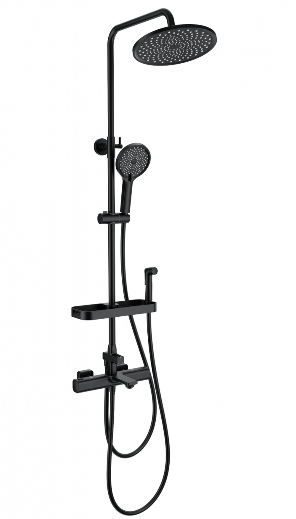 Душевая система с гигиеническим душем и термостатом WONZON & WOGHAND SOLID, Черный матовый (WW-C3011-A1-MB)