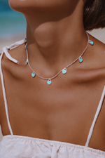 Колье "Хати" с ювелирной эмалью лазурного цвета