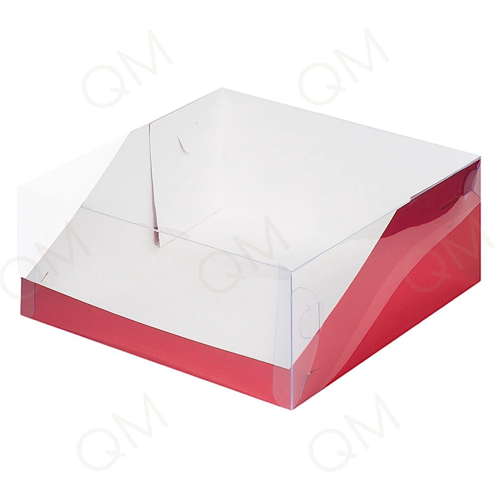 Коробка под торт с пластиковой крышкой 235*235*100 мм cherry, 10 шт