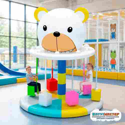 Детский аттракцион 4kids Карусель «Мишка-бум» c электроприводом