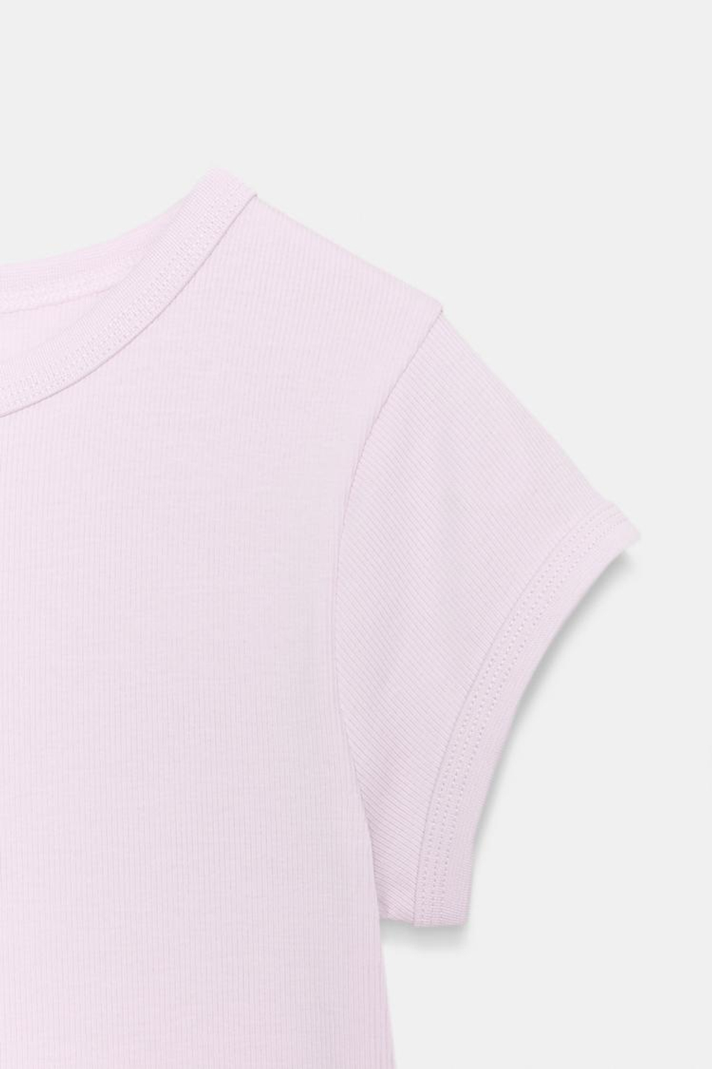 ZARA ФУТБОЛКА В РУБЧИК С КОРОТКИМИ РУКАВАМИ, СИРНЕВЫЙ