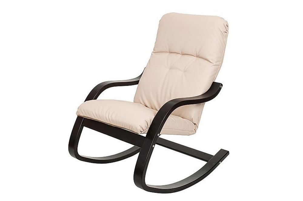 Кресло-качалка «ЭЙР», эко кожа крем, каркас венге структура, GREENTREE, г. Воронеж