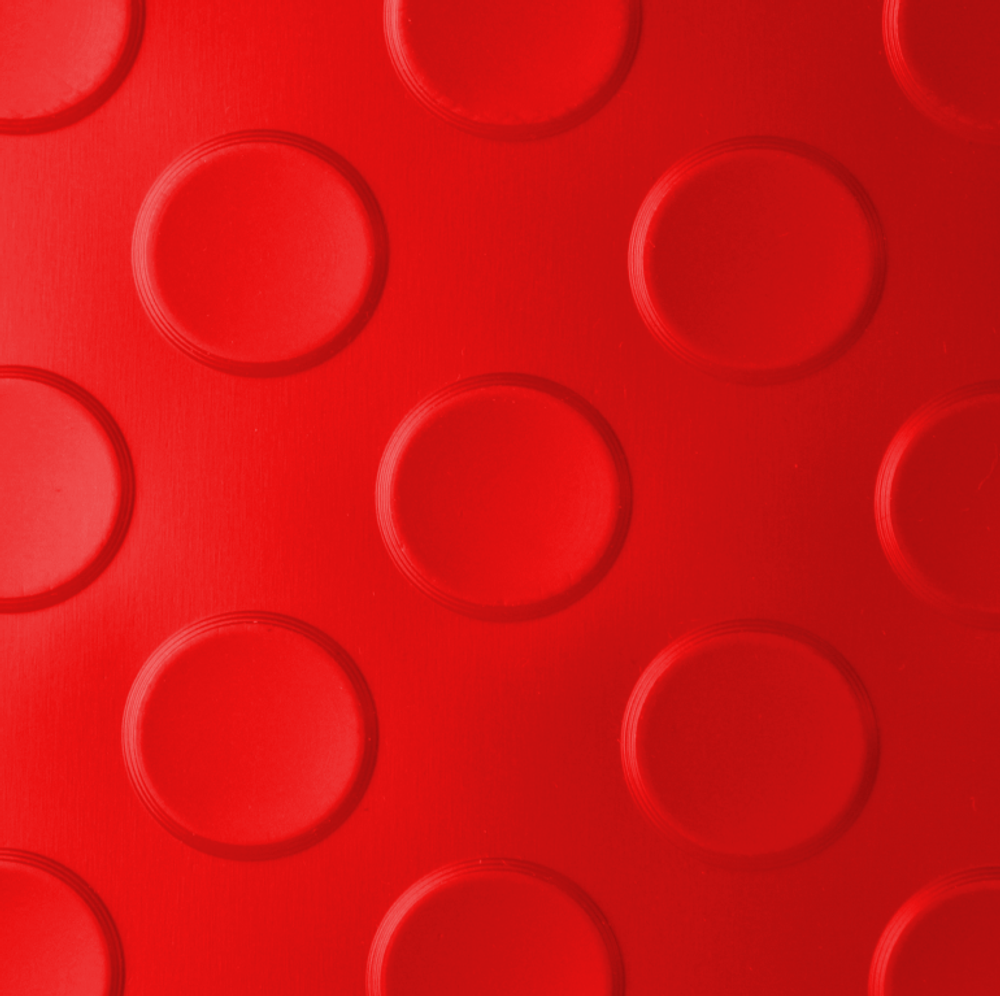 Рулонное резиновое покрытие "КОМФОРТ" - МОНЕТКА, ширина 1,5 м, красный, рулон 10м