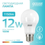 Лампочка светодиодная Е27 Груша 12W 4100К нейтральный-белый свет УПАКОВКА-10 шт. Gauss Elementary