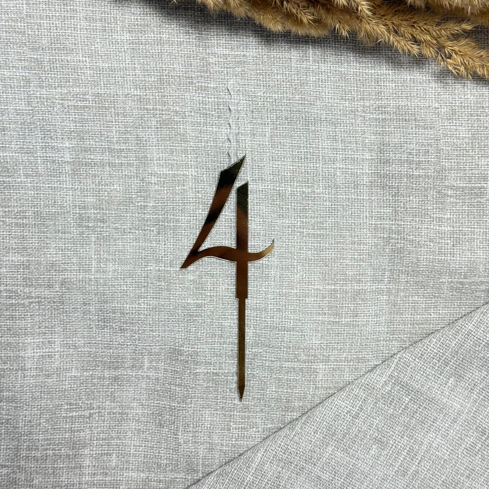 Свеча-топпер цифра «4» в золотом цвете