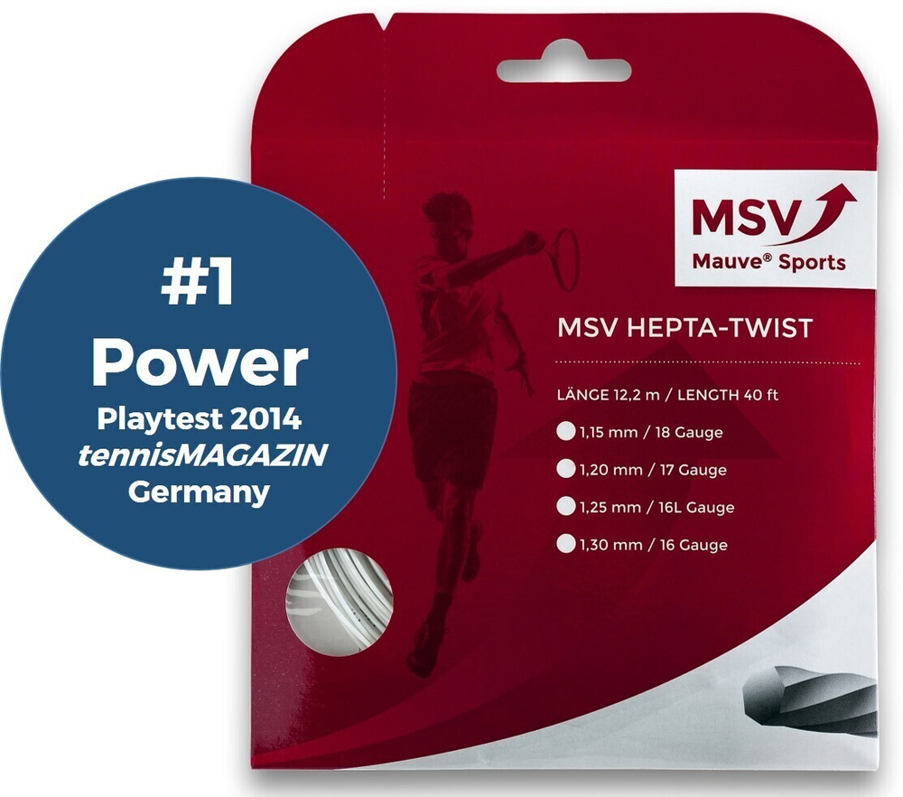 Теннисная струна MSV Hepta Twist, 1,30, 12м (белый)