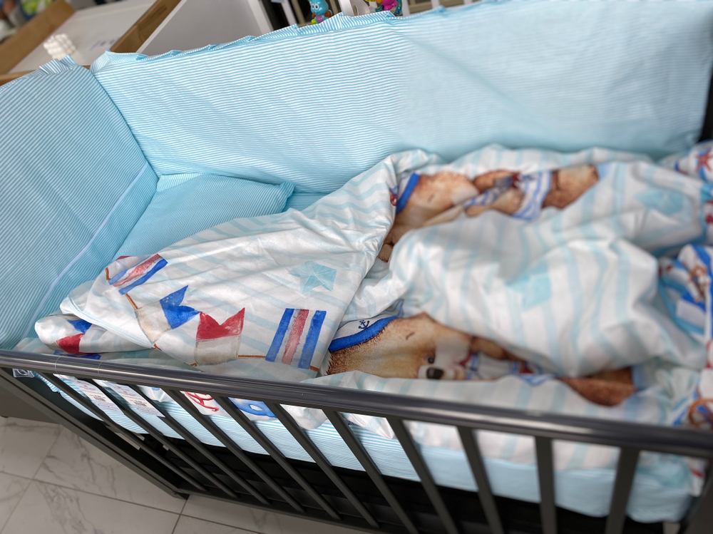 Комплект в кроватку 6-ти предметный "Мишка морячок", поплин